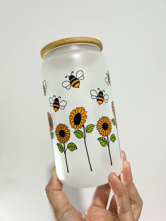 Bees and Sunflowers Can Cup
