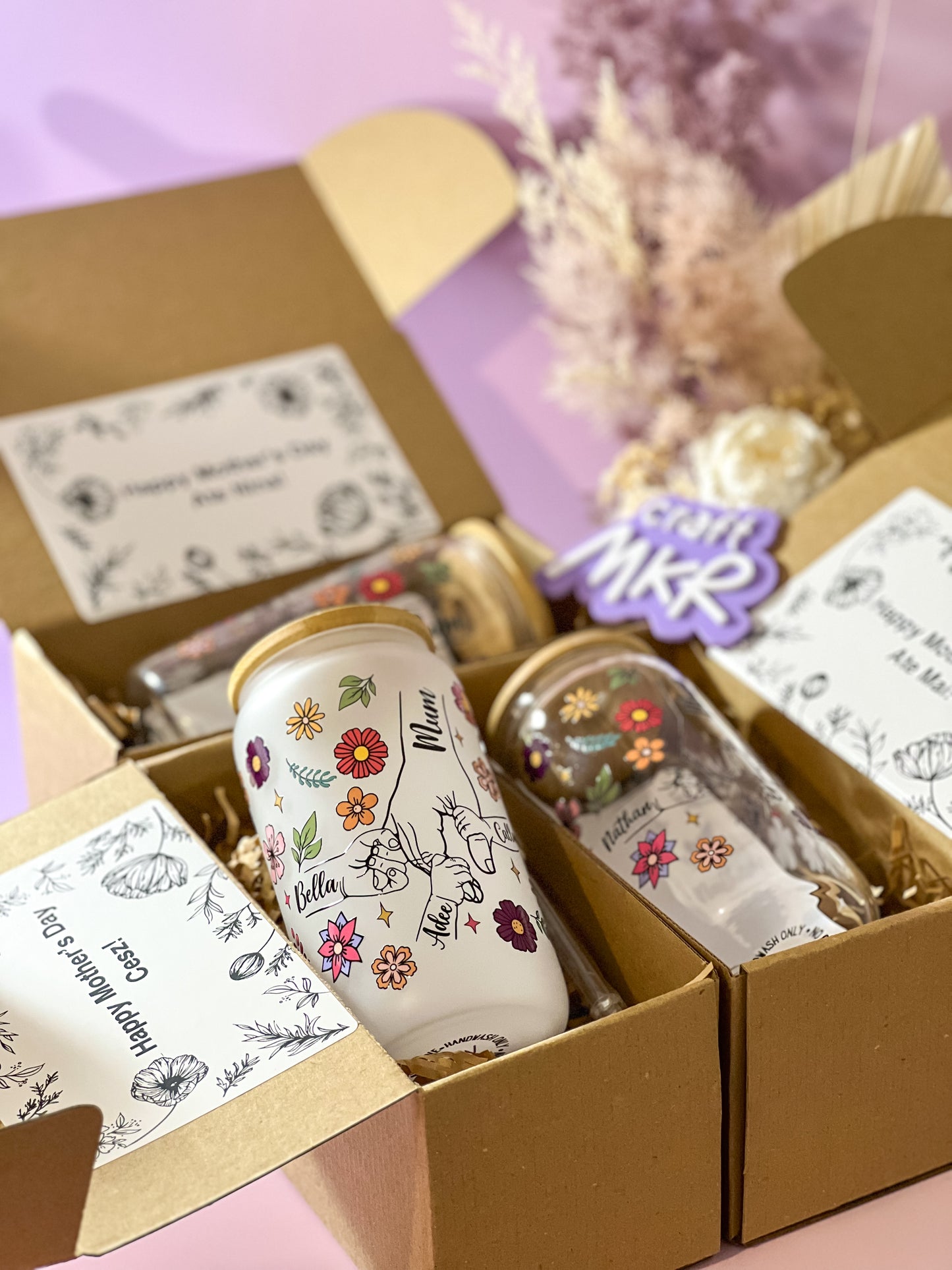 Personalised Floral and Little Hands Can Cup