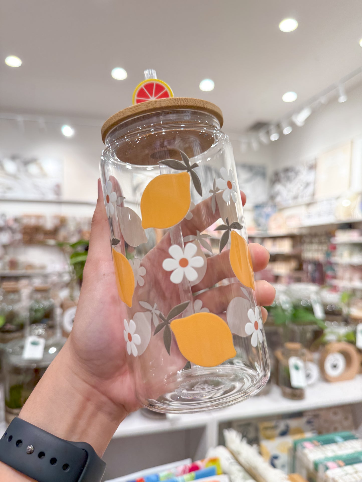Lemon and Flowers Can Cup