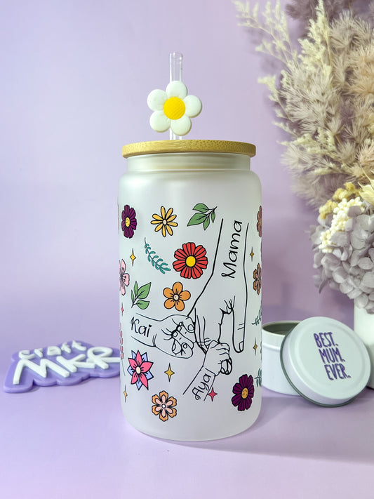 Personalised Floral and Little Hands Can Cup