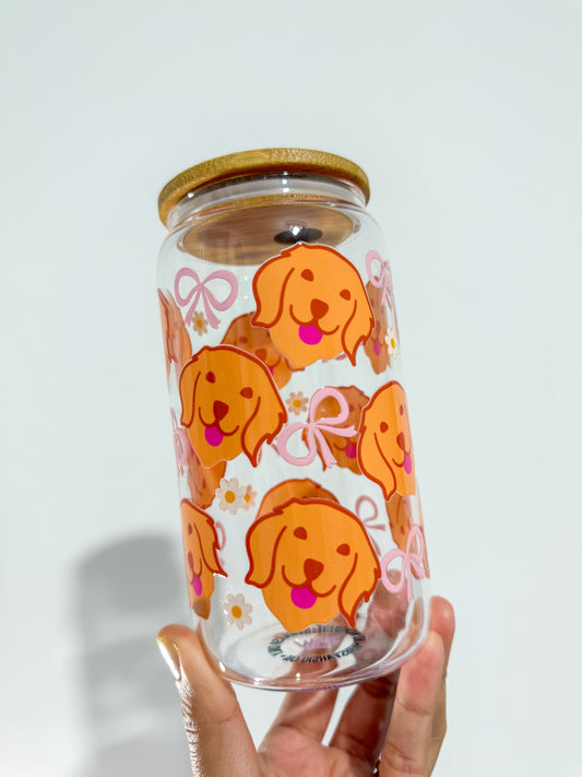 Golden Retriever and Bows Can Cup
