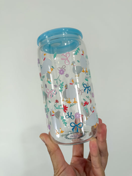 Ducks, Florals and Bows Can Cup
