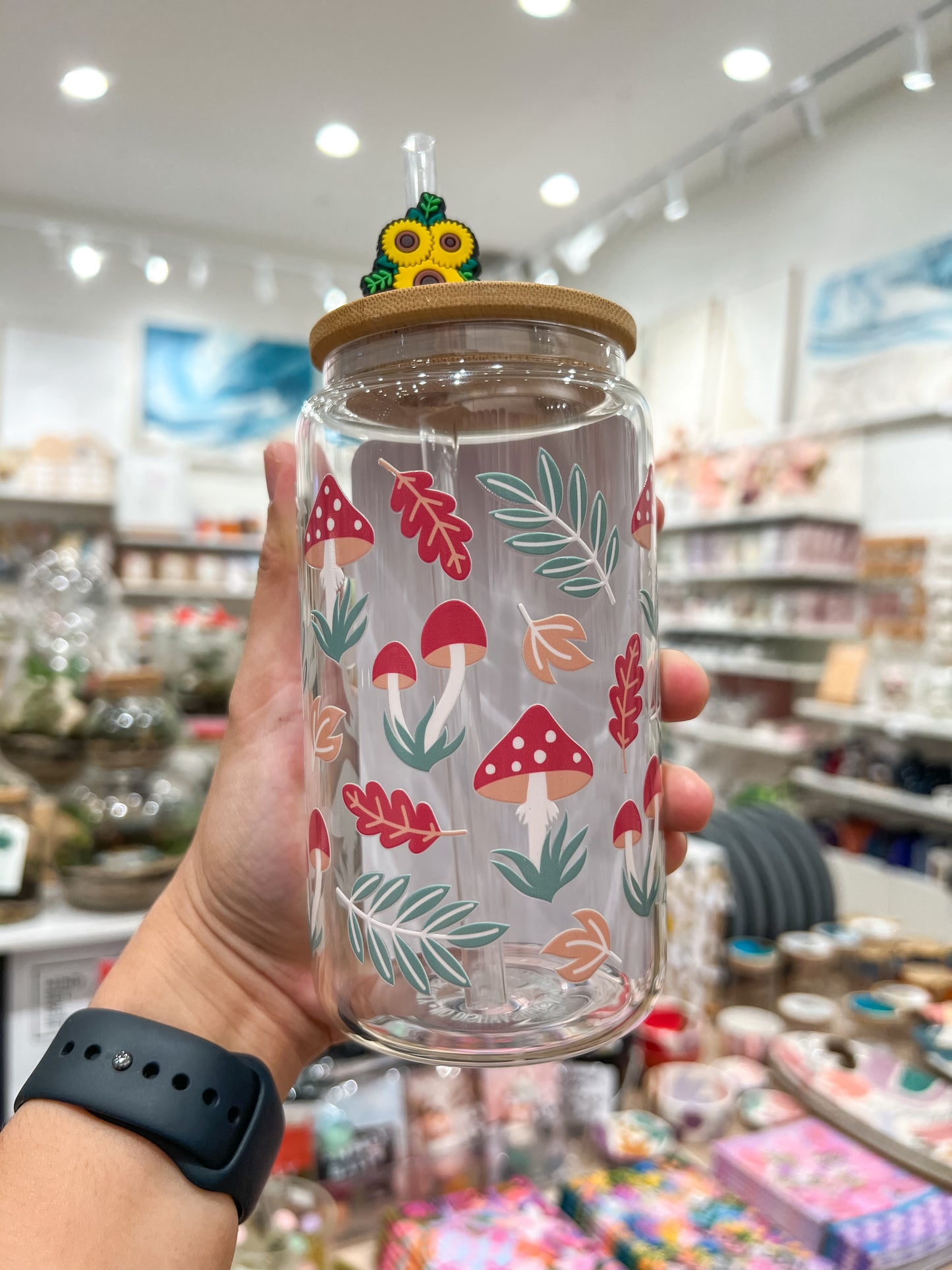 Mushroom and Leaves Can Cup