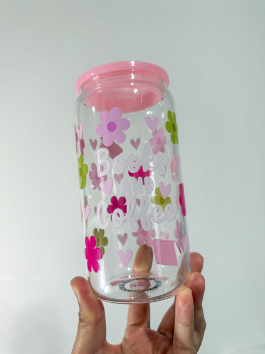 Floral Books and Coffee Can Cup