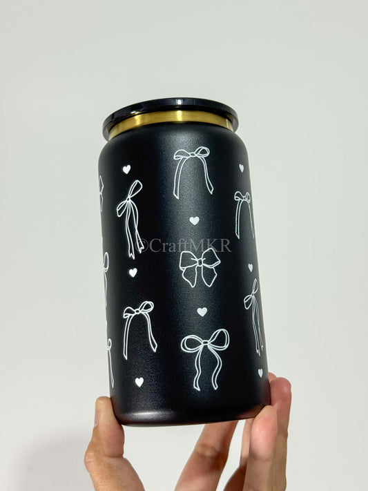 Black Bows and Hearts Insulated Can Cup.jpg