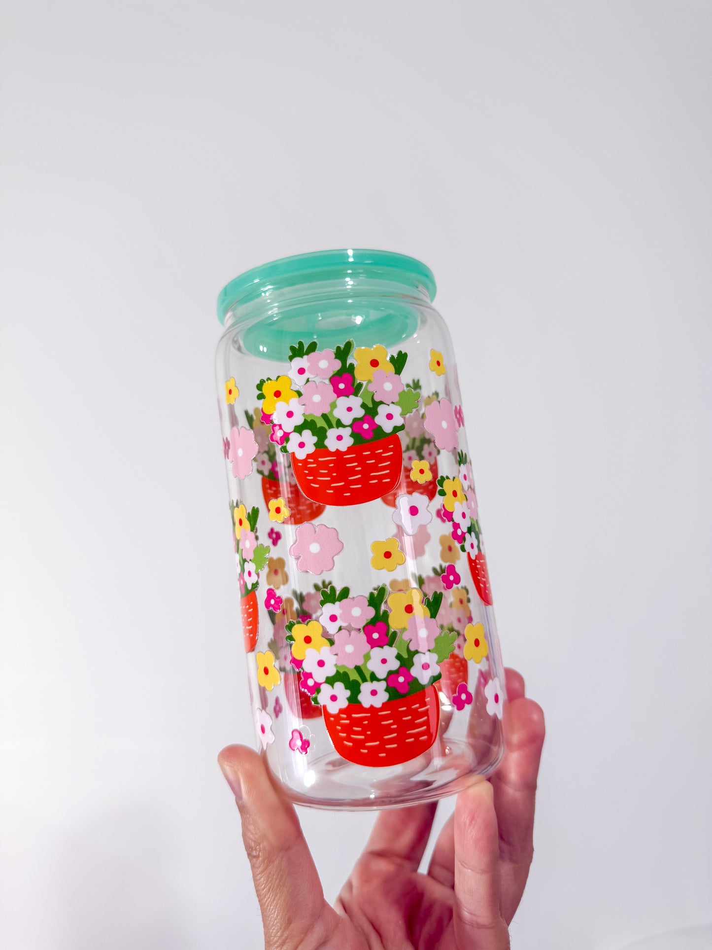 Pink Basket Blooms Can Cup