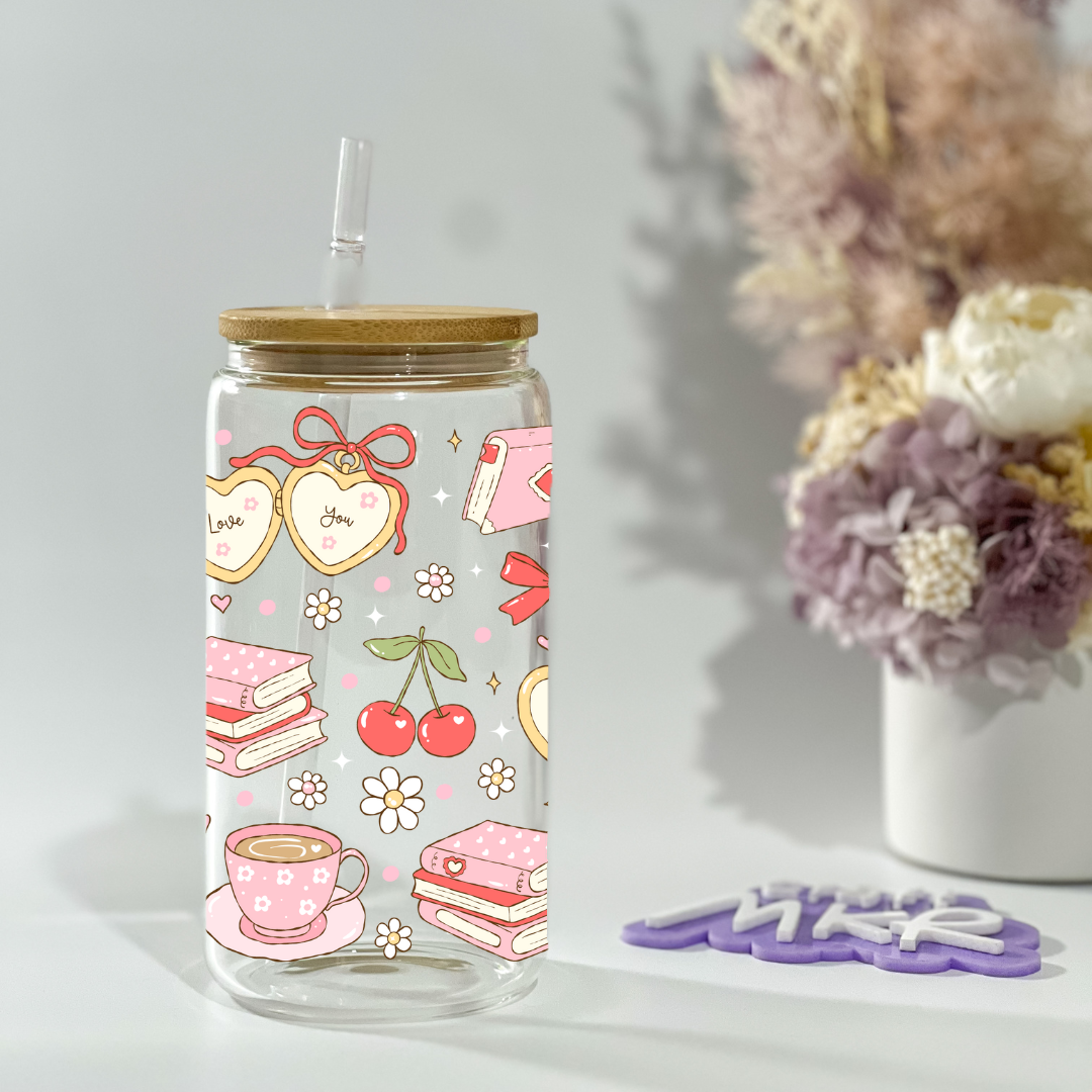 Cozy Books and Blooms Can Cup