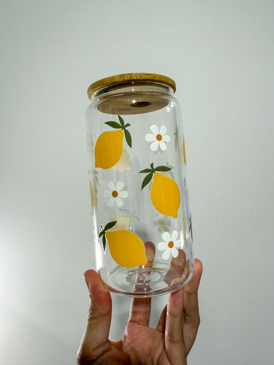 Lemon and Flowers Can Cup