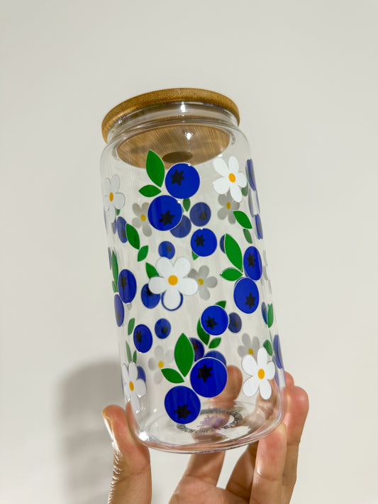 Blueberries and Flowers Can Cup