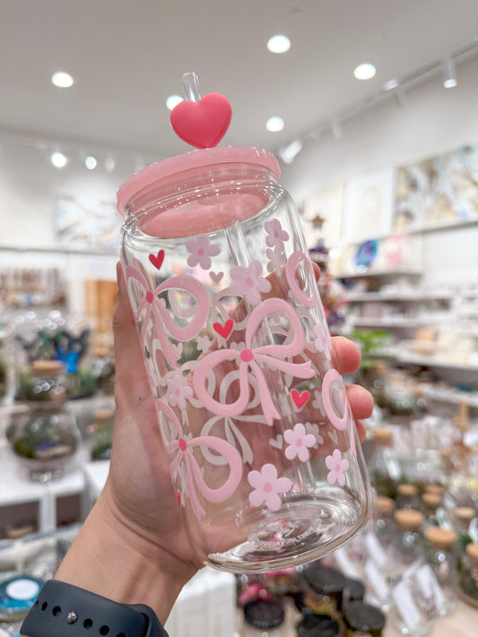 Pink Bows, Flowers and Hearts Can Cup