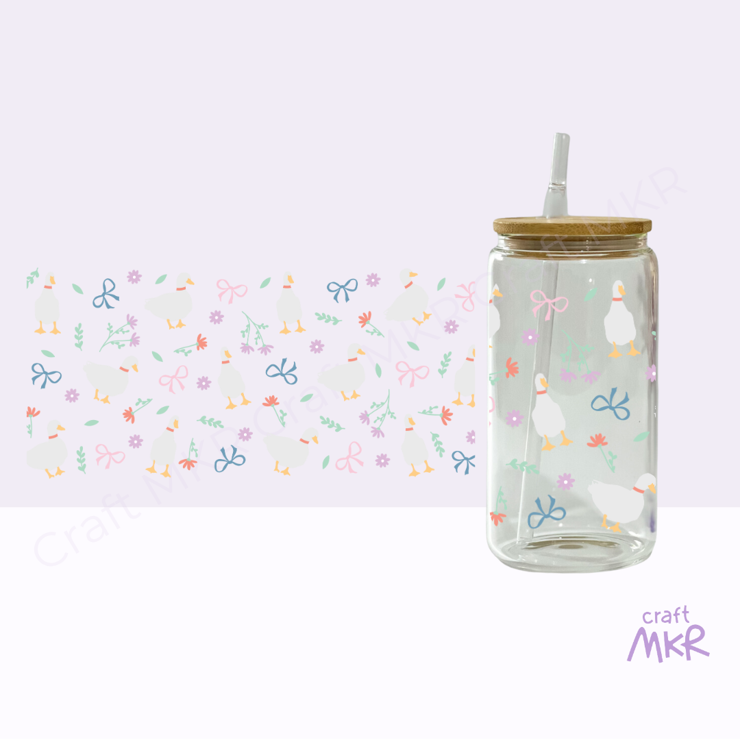 Ducks, Florals and Bows Can Cup