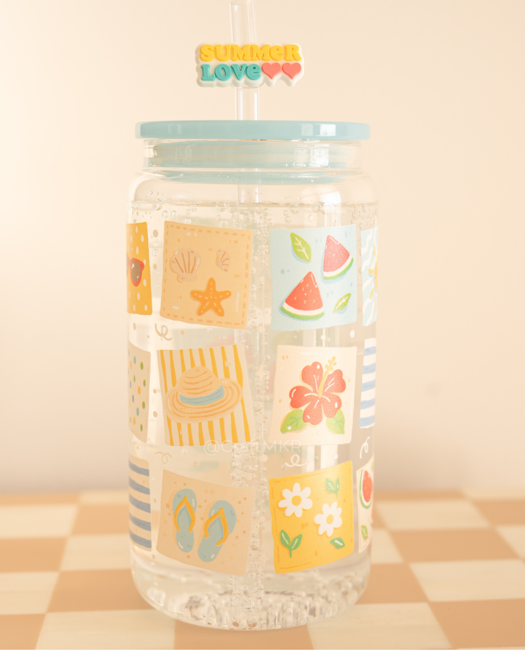 Endless Summer Dishwasher Safe Glass Can Cup