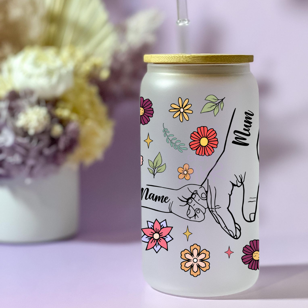 Personalised Floral and Little Hands Can Cup
