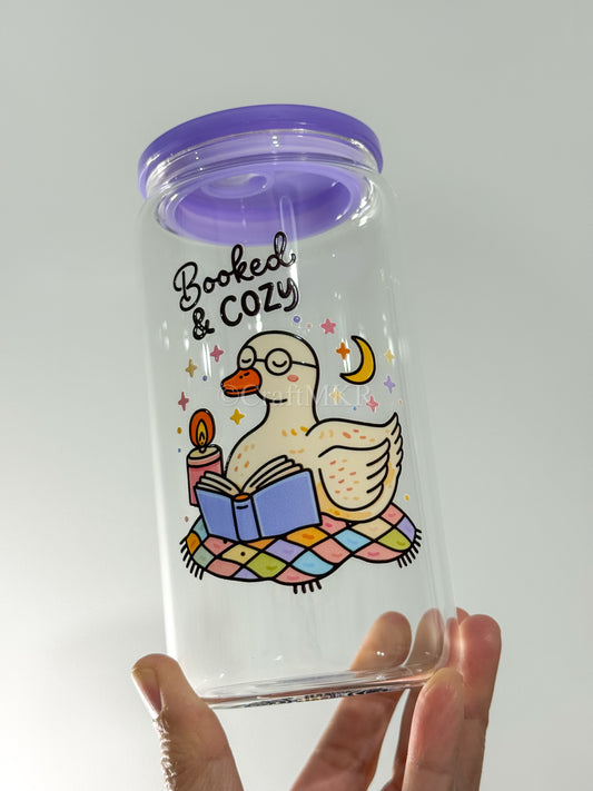 Booked & Cozy Duck Glass Can Cup