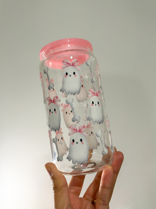 Bow Ghosties Glass Can Cup