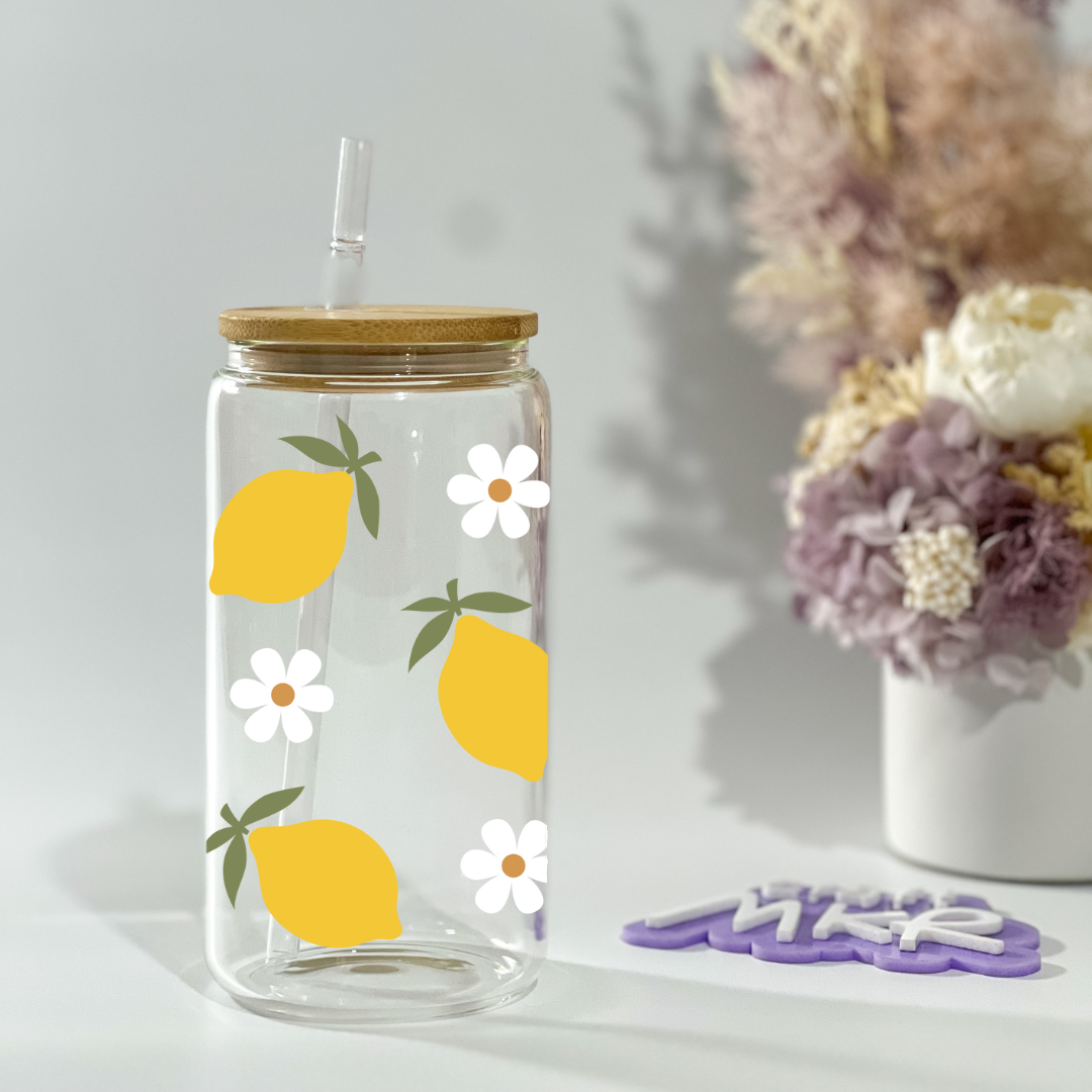 Lemon and Flowers Can Cup