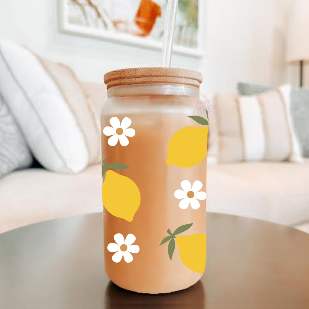 Lemon and Flowers Can Cup
