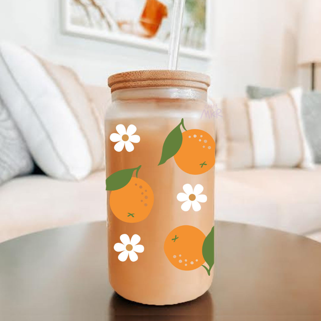Orange and Flowers Can Cup