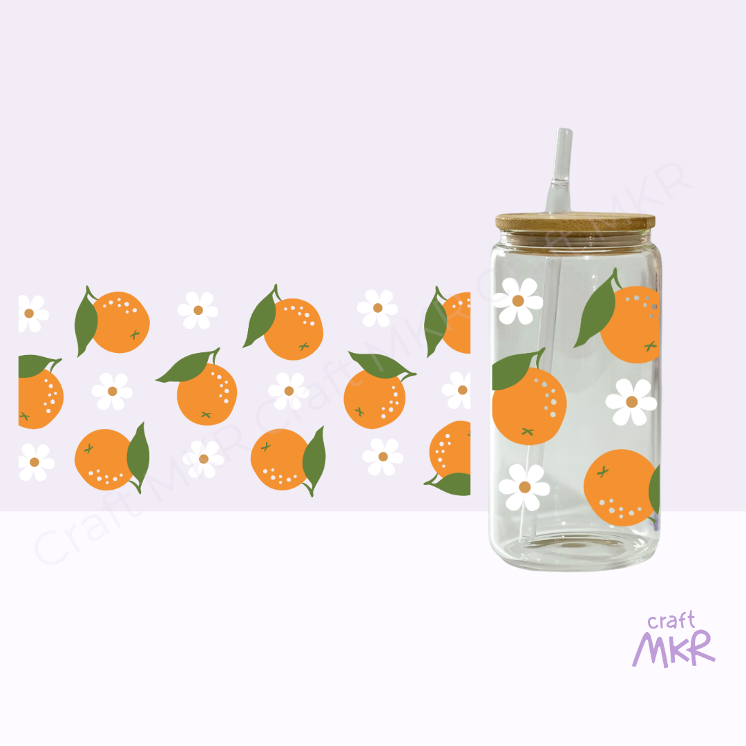 Orange and Flowers Can Cup