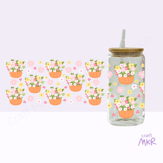 Pink Basket Blooms Can Cup