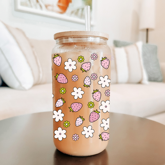 Pink Berries and Florals Can Cup