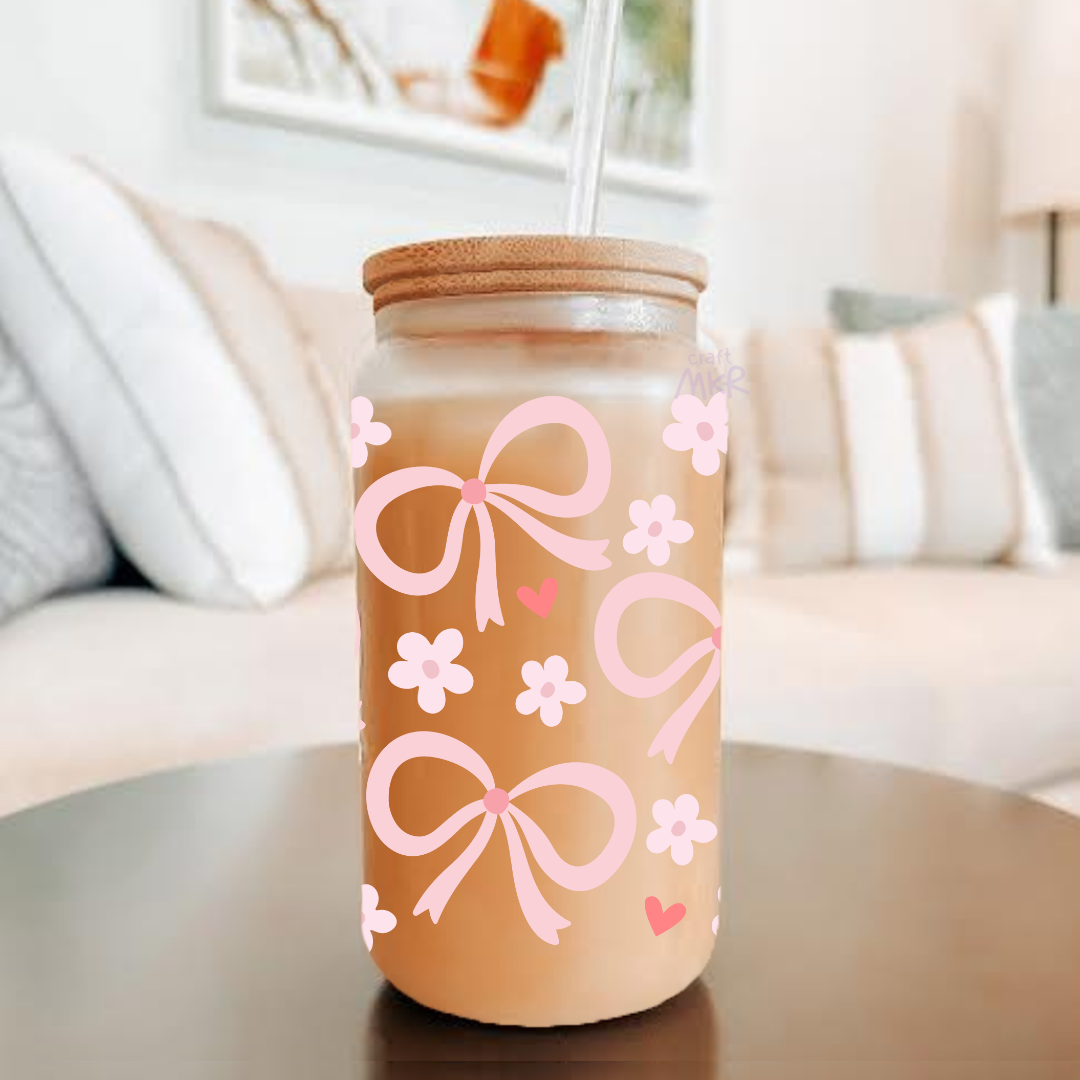 Pink Bows, Flowers and Hearts Can Cup