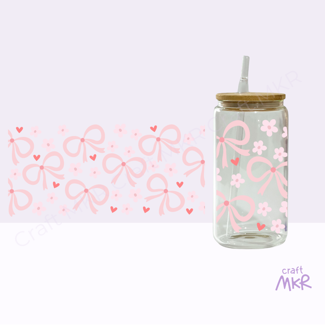 Pink Bows, Flowers and Hearts Can Cup