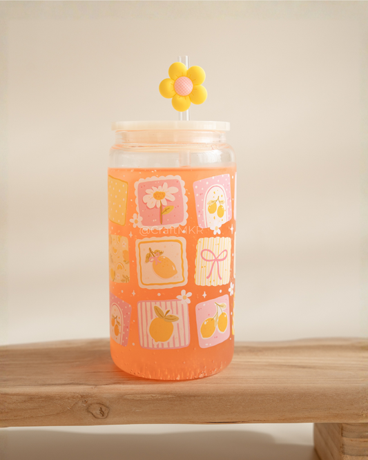 Pink Lemonade Dishwasher Safe Glass Can Cup