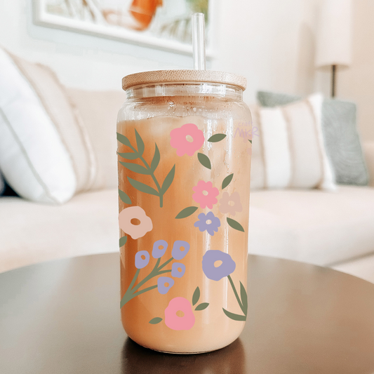 Purple and Pink Florals Can Cup