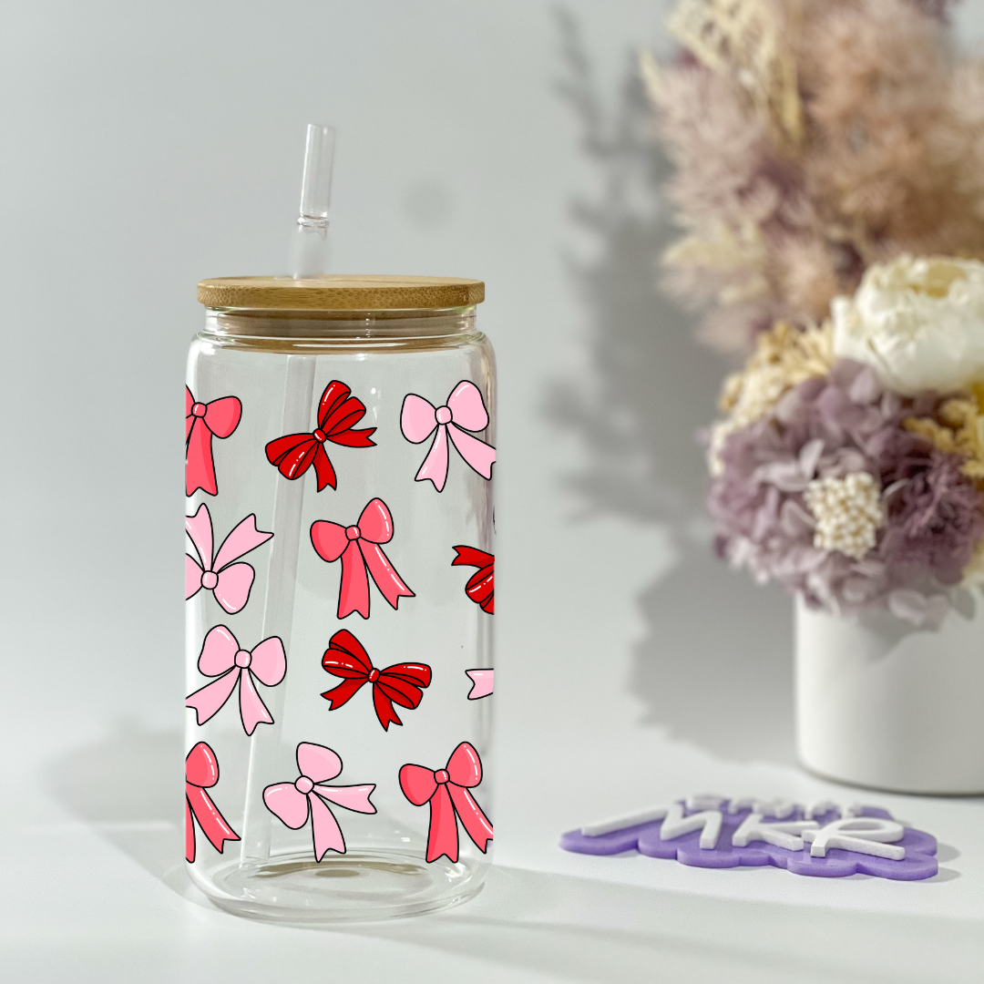 Red and Pink Bows Can Cup