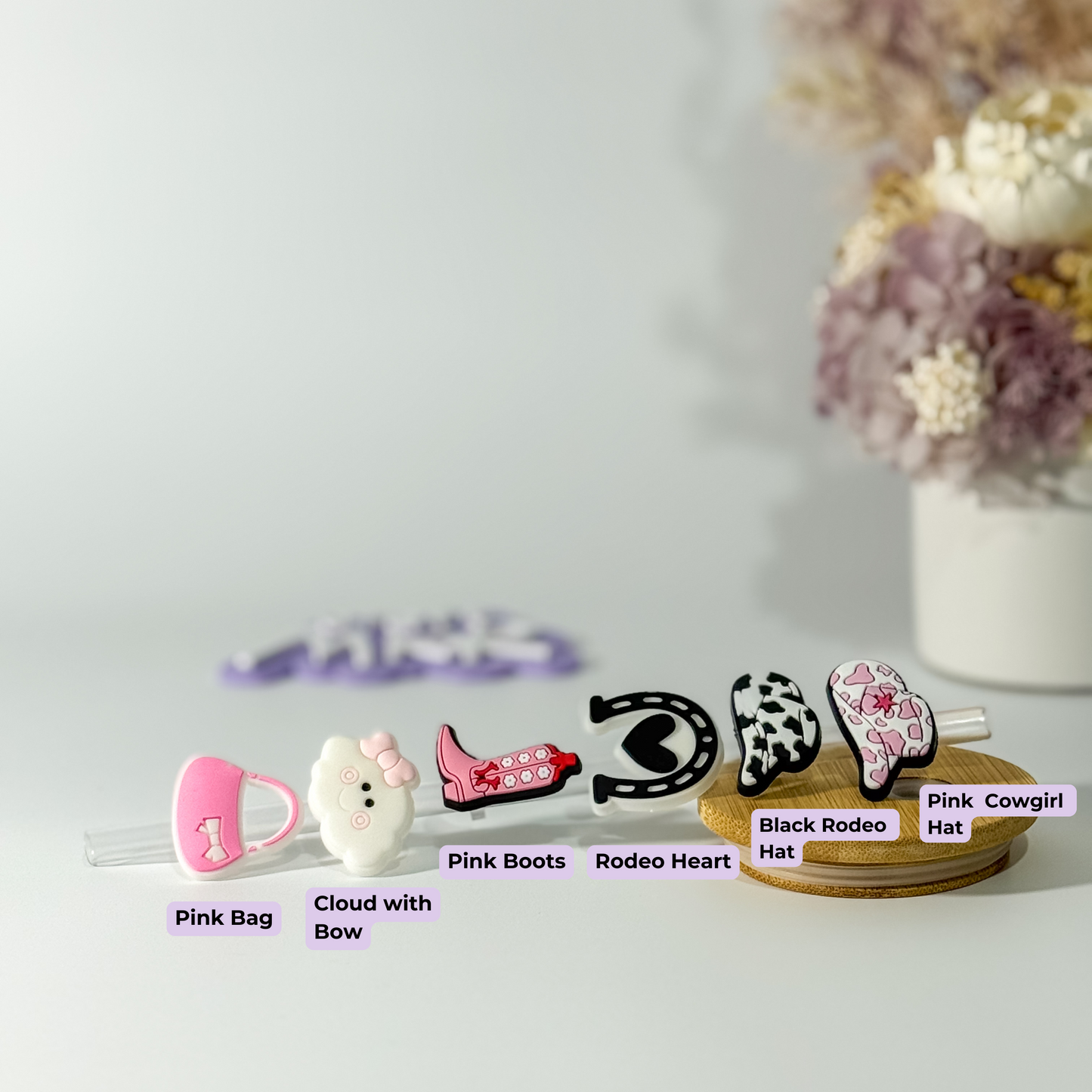 Straw Charms - Girly & Aesthetic, Western Vibes, Food & Mushrooms, Kawaii Cuties