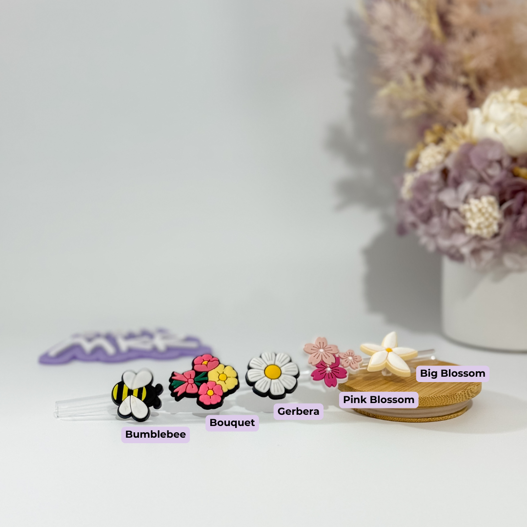 Straw Charms - Florals & Animals