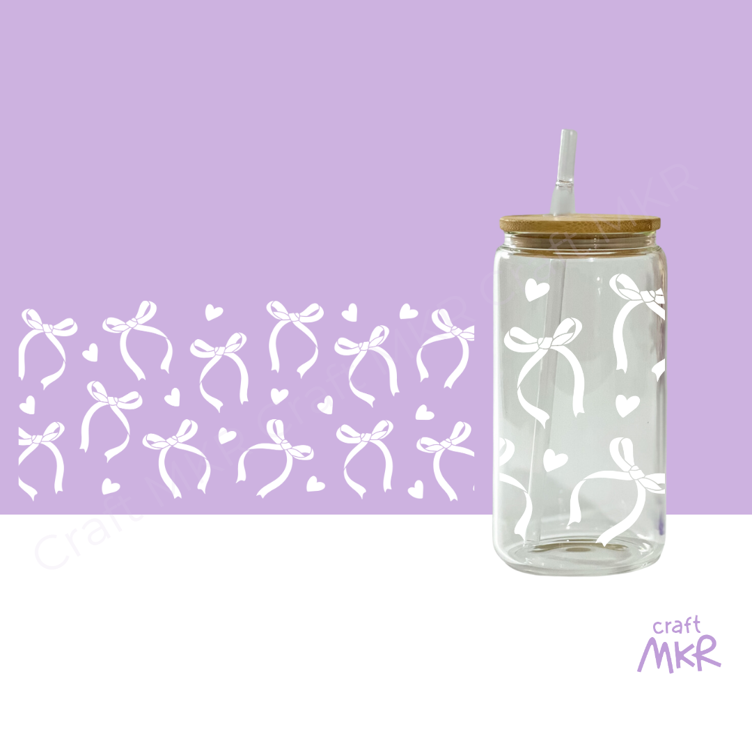 White Ribbons and Hearts Can Cup