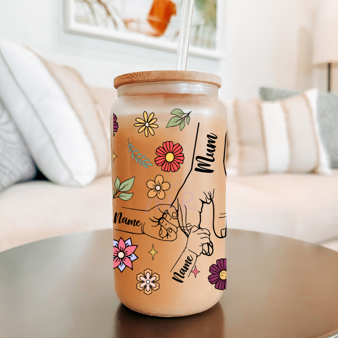Personalised Floral and Little Hands Can Cup