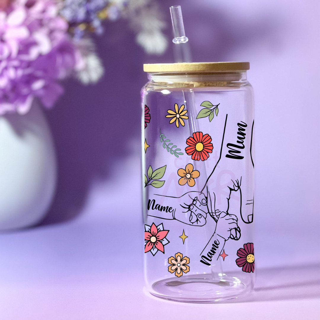 Personalised Floral and Little Hands Can Cup