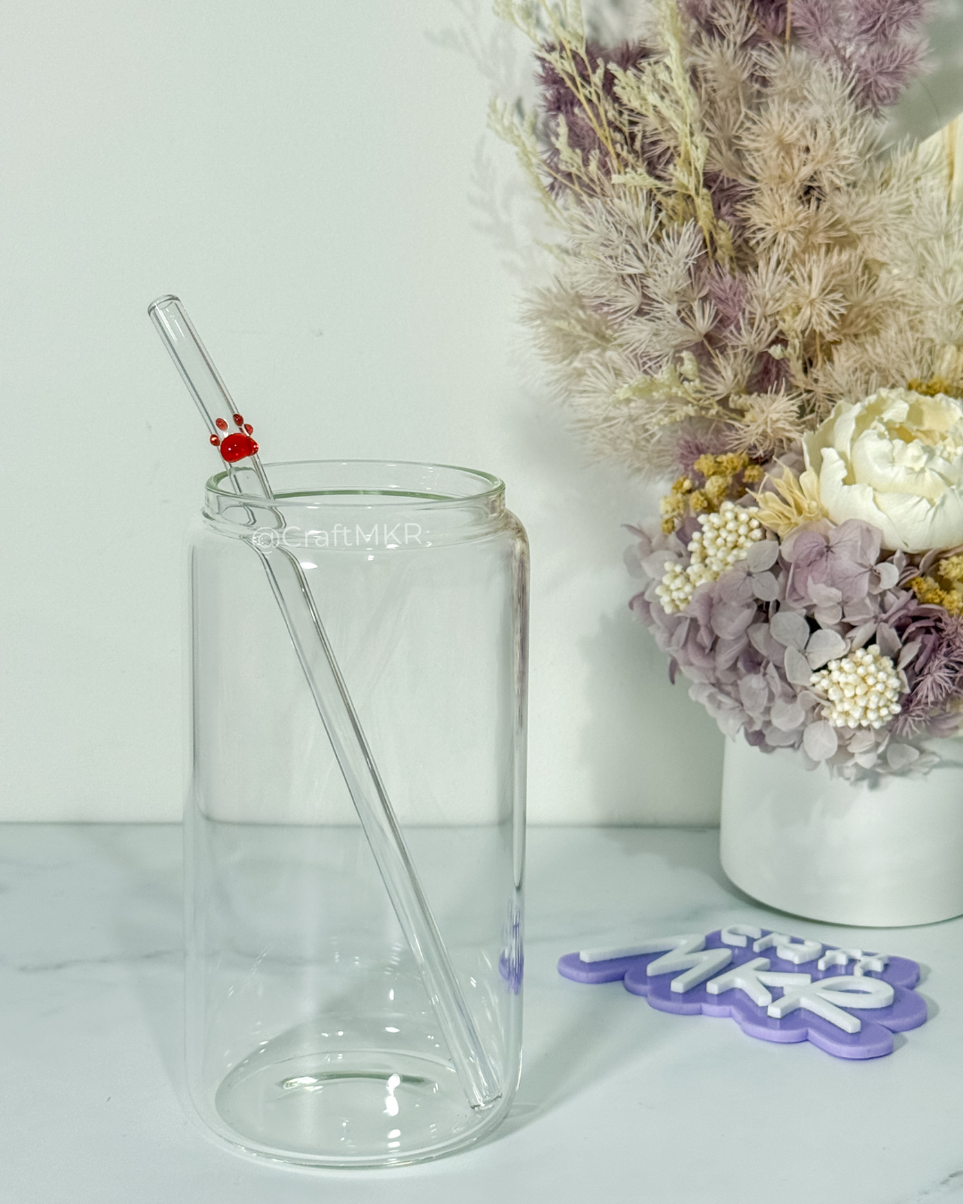 Paw Print Glass Straws