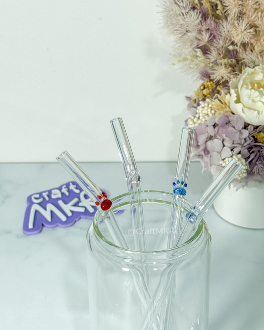 Paw Print Glass Straws