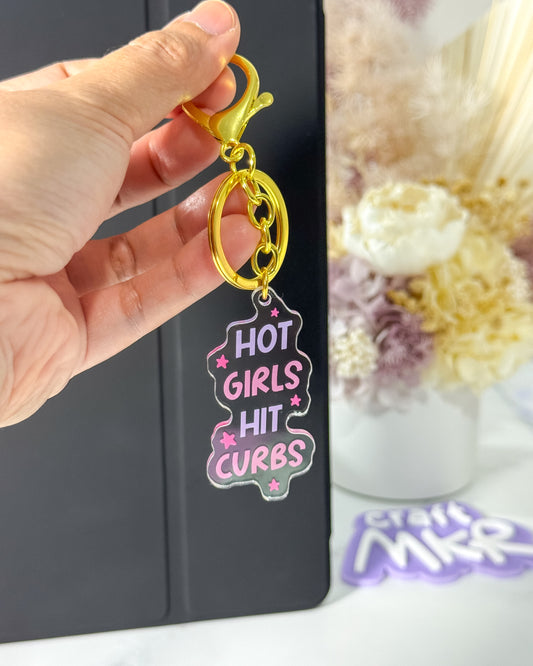 Hot Girls Hit Curbs Keyring