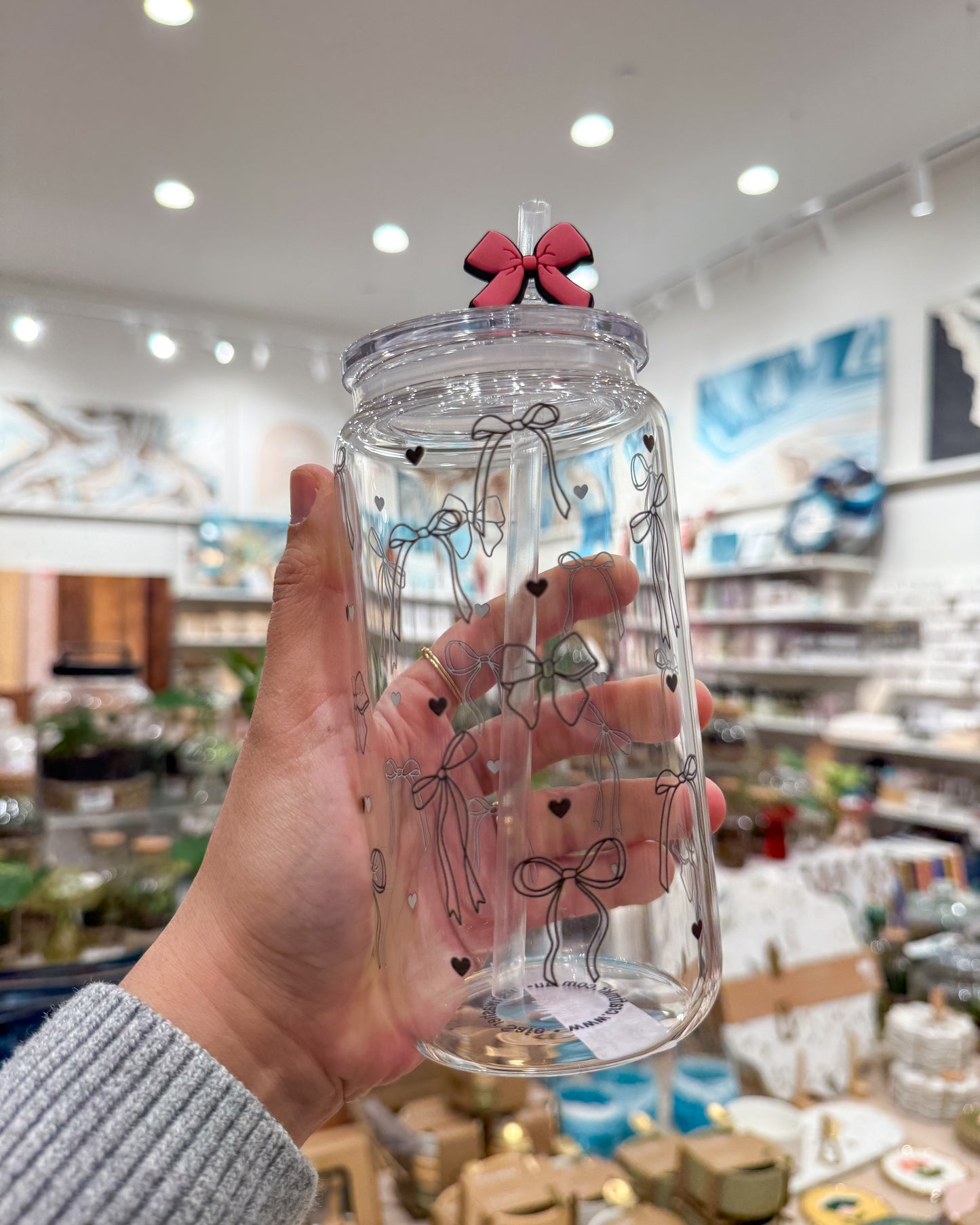 Little Black Bows Dishwasher Safe Glass Can Cup