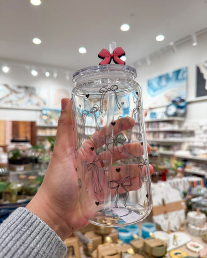 Little Black Bows Dishwasher Safe Glass Can Cup