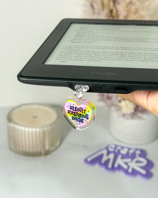 Silently Screaming Inside Dust Plug Charm / Kindle Charm