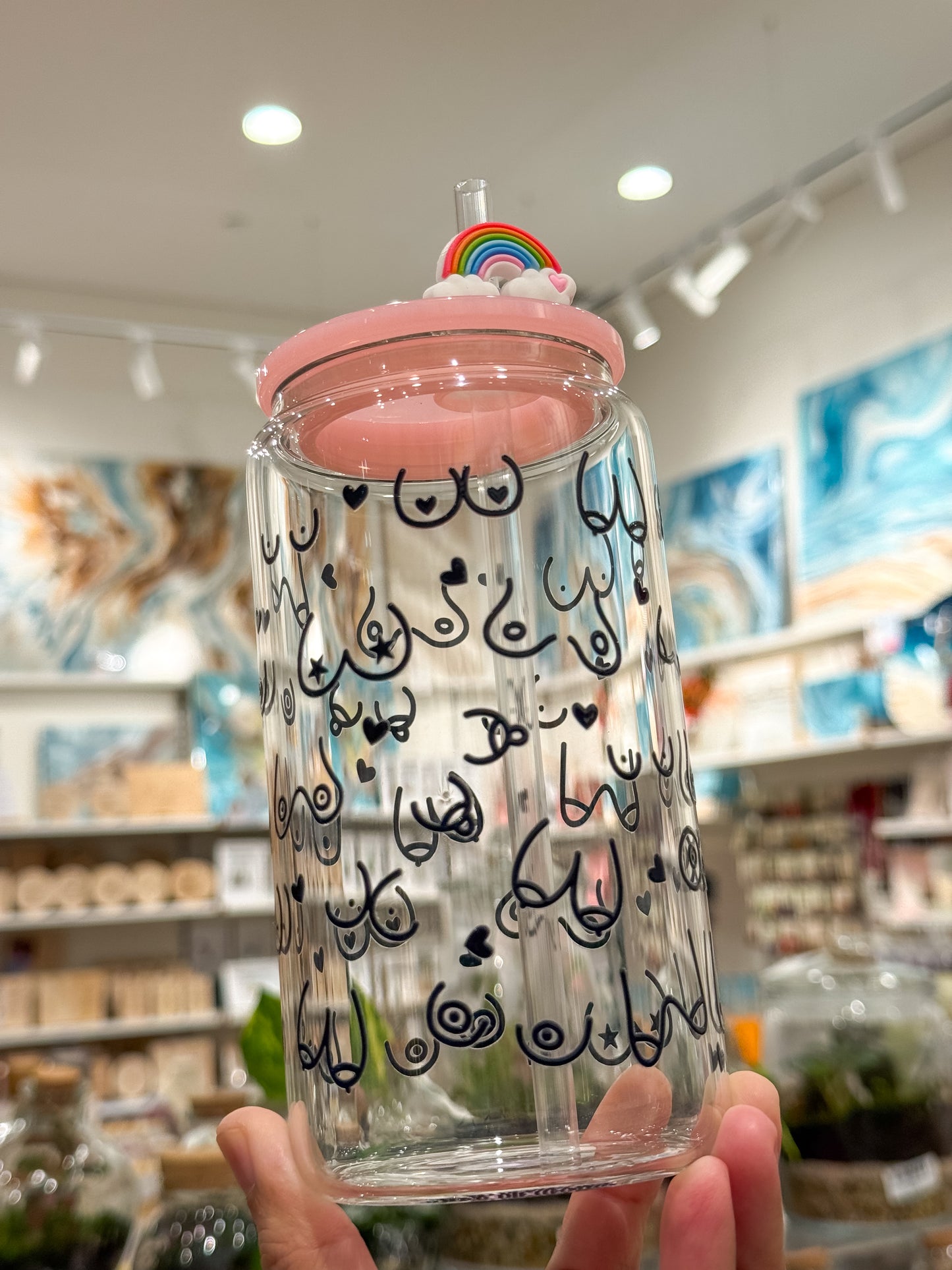 Boob Doodle Glass Can Cup