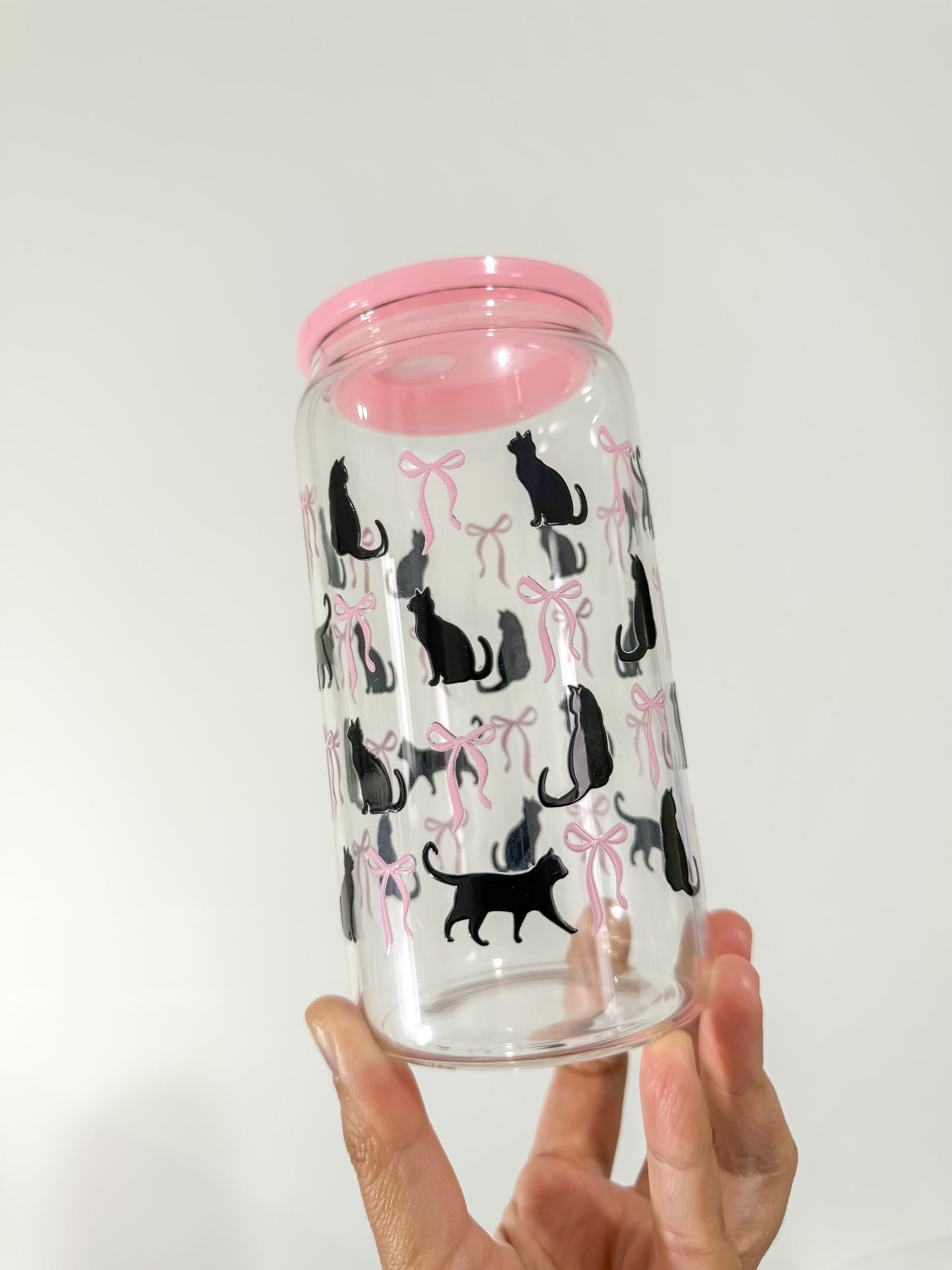 Chic Black Cats & Bows Can Cup