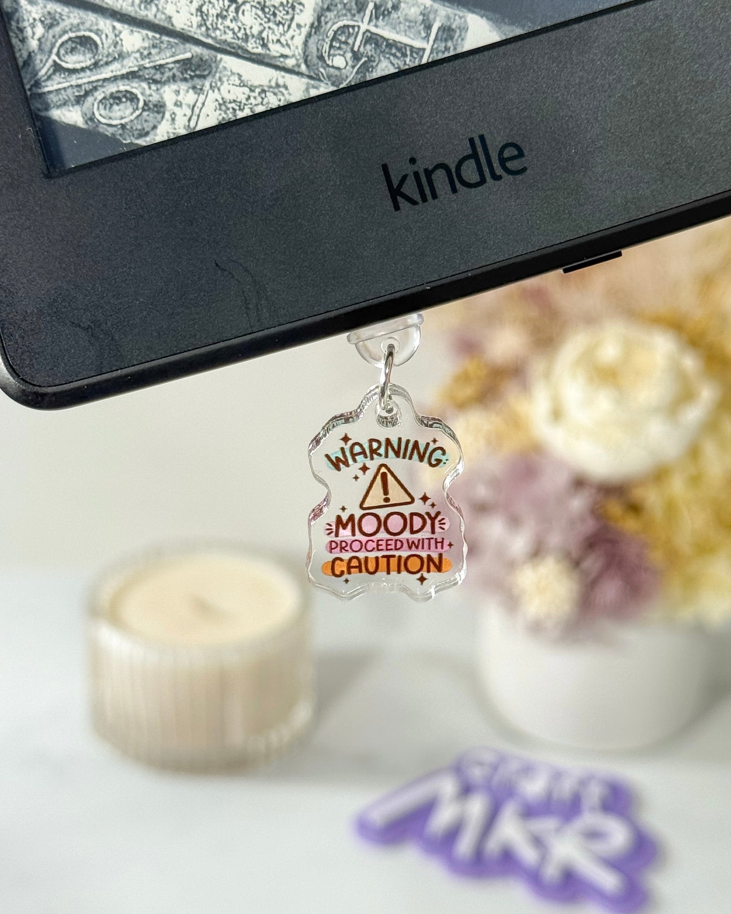 Warning: Moody Dust Plug Charm / Kindle Charm