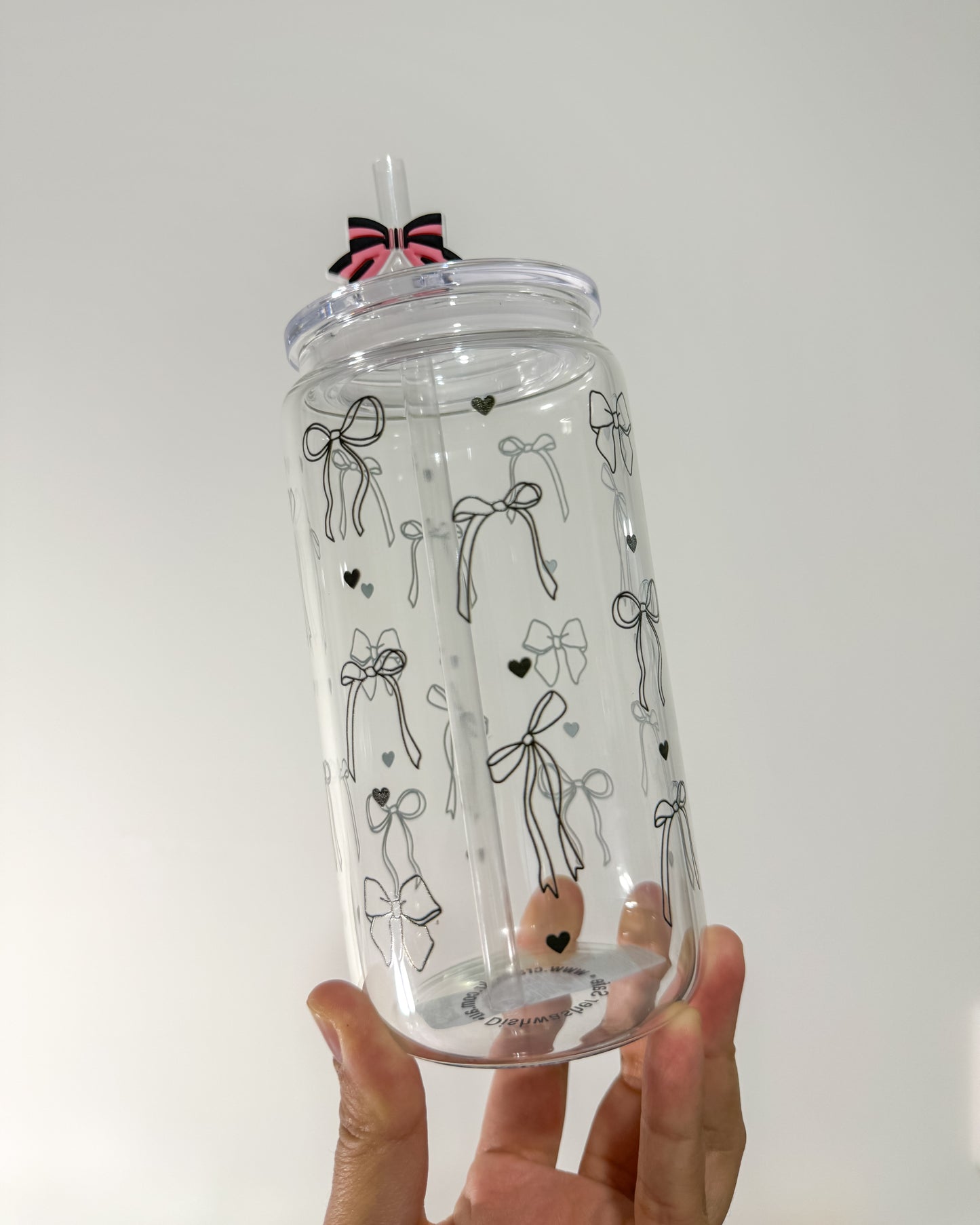 Little Black Bows Dishwasher Safe Glass Can Cup