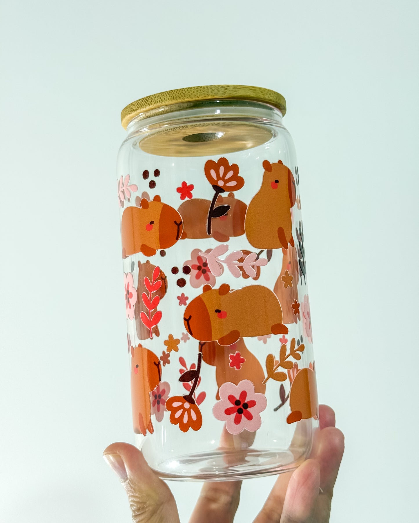 Floral Capybara Can Cup