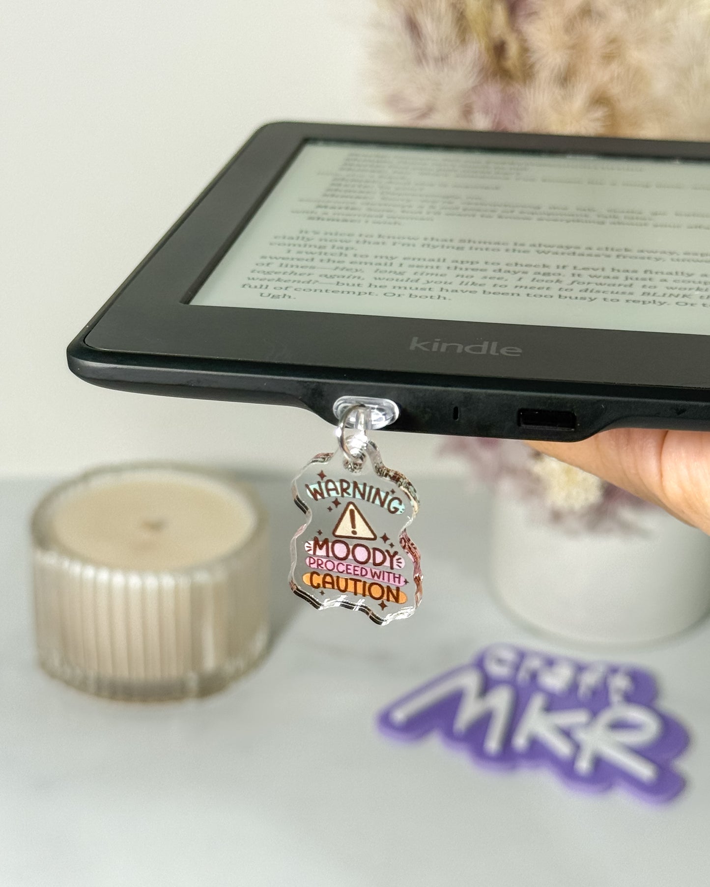 Warning: Moody Dust Plug Charm / Kindle Charm