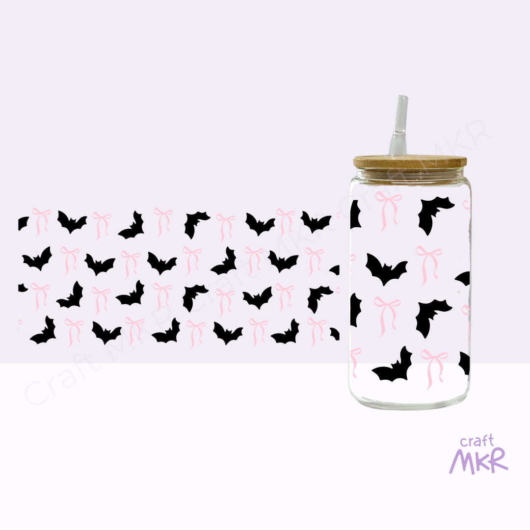 Bats & Bows Glass Can Cup