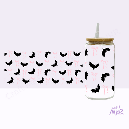 Bats & Bows Glass Can Cup