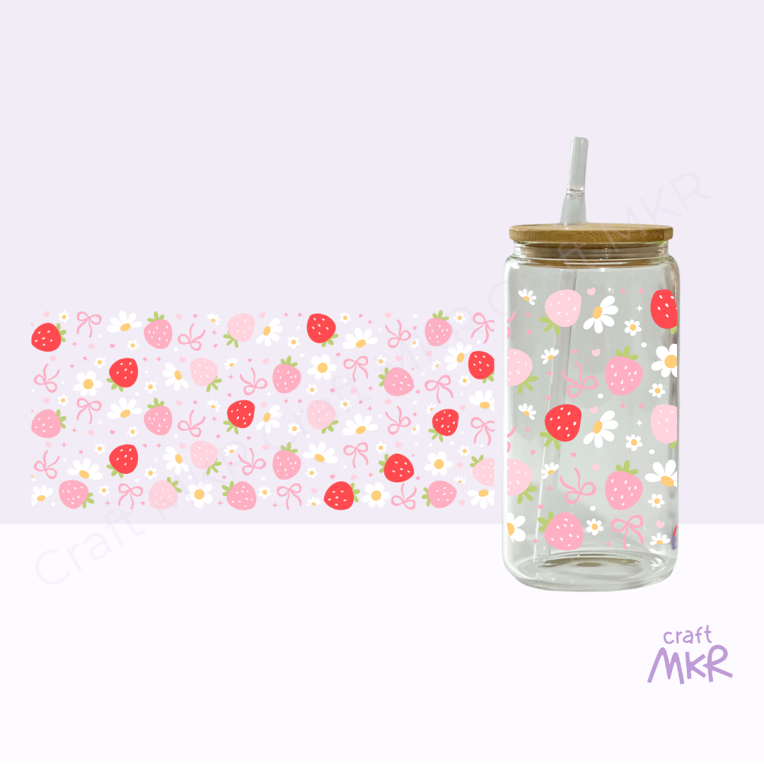Berries, Daisies and Bows Can Cup